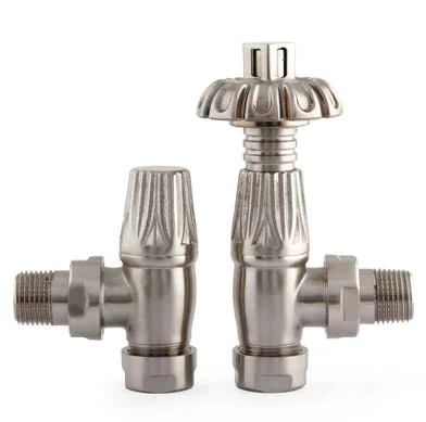 Castrads Chatsworth decorative radiator valve in satin nickel