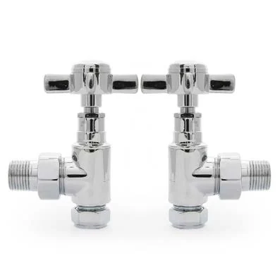 Castrads Crosshead manual angled radiator valves in chrome