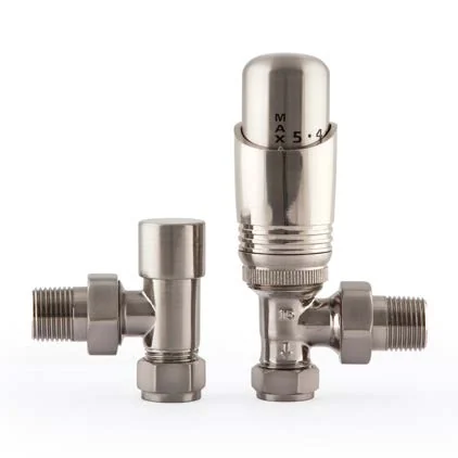 Castrads Niva contemporary thermostatic radiator valve in satin nickel