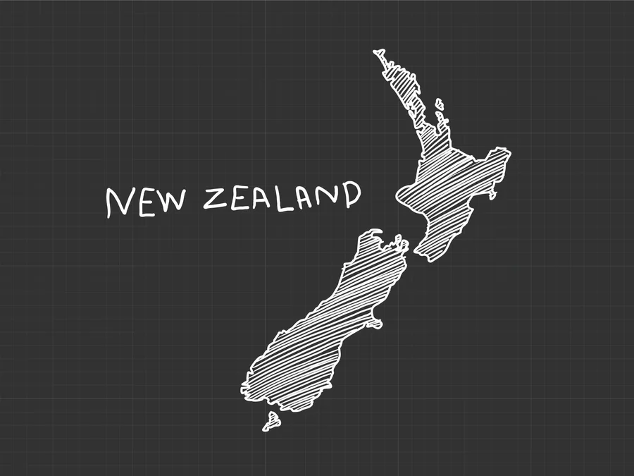 Sketch map of New Zealand